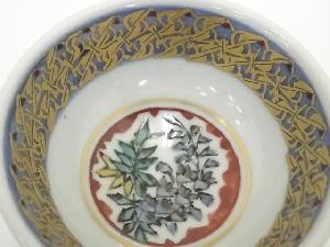 道具 ] - 道具 九谷焼 北出星光造 色絵金彩競花文盃（共箱）ネット